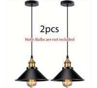 TEMU 1/2 Piezas Lámpara Colgante Industrial Base E27 Estilo Vintage Retro, Iluminación para Hogar, Cocina, Barras Colgantes (Excluye Bombillas)