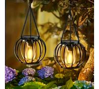 TEMU 1/2 Piezas Lámpara Solar Exterior, Versión Colgante de Jardín con Metal Decorativo Iluminación Solares para Árboles Ideal Para Patio y