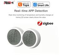 TEMU 1/2 piezas Sensor de y humedad digital LCD Zigbee de interior Tuya, compatible con la aplicación Smart Life para control remoto, termómetro higrómetro para el hogar