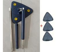 TEMU 1 4 unidades de fregona triangular azul y 3 unidades de paños de repuesto, fregona de limpieza de 360° con mango largo, para pisos y húmedos, paredes, techos y vidrio, ideal para cocina, baño,