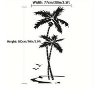 TEMU 1 Adhesivo de pared acrílico negro de árbol de coco para habitación, , comedor, decoración navideña