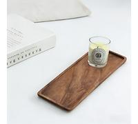 TEMU 1 Bandeja rectangular de madera de nogal natural - Organizador de encimera de baño grande de 11.8 pulgadas, estante de almacenamiento rectangular para lavabo de baño con natural