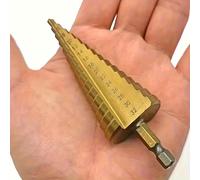 TEMU 1 Broca Escalonada GOXAWEE, 4-32mm Cortador de Agujeros de Velocidad Recubierto | Vástago Hexagonal Versátil para Metal, Madera, Plástico y Equipo de Perforación Profesional