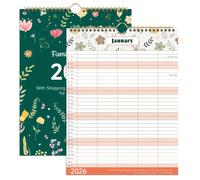 TEMU 1 calendario A4 de 2026 - Calendario familiar de 2026 con diseño de 5 columnas, calendario de pared floral con de de 2026 a de 2026 (38 ,5 cm)