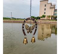 TEMU 1 Campana de Viento de Hierro con Colgante de Grande, Cadena Decorativa, Ideal para Jardín Exterior, Hogar y Decoración de Pared