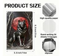 TEMU 1 Carpeta de Cuaderno con Diseño de Lobo Metálico 2D: Cubierta Metálica, Contiene Páginas Interiores de Calidad | Páginas Interiores , Ideal para , y la , Pintura de , Regalos