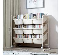 TEMU 1 Carrito de Almacenamiento Metálico de Plástico para Oficina, Estante para Libros con Ruedas para Revistas y , con de Almacenamiento Desmontable, para , Aula, Oficina, Estudio, Dormitorio