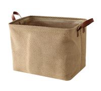 TEMU 1 cesta de almacenamiento de juta de gran capacidad con asa - Organizador plegable adecuado para ropa, libros, snacks, ganchos prácticos - Regalo