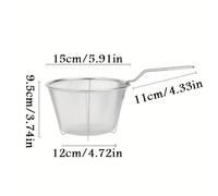 TEMU 1 - cesta de freír de acero inoxidable, colador para Lo mein, rededor grande con malla, capturadora de aceite para cocina, cesta redonda plegable con asa