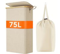 TEMU 1 cesta de lavandería de bambú de resistencia y gran capacidad de 75L con bolsa de extraíble y asa resistente - Cesta de almacenamiento rectangular naranja con , cestas de lavandería