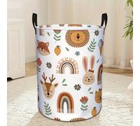 TEMU 1 , Cesta de lavandería de bosque boho de dibujos animados, lindo animal de bosque zorro planta colorida para dormitorio lavandería armario baño universidad talla única, Cestas de lavandería
