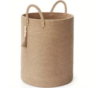 TEMU 1 Cesta Grande Tejida | Cesta de Cuerda Trenzada con Asa, Almacenamiento Multifuncional para Mantas, de Yoga, Ropa Sucia - Ideal para Lavandería, Estudio, Dormitorio, , Cestas para Estantes