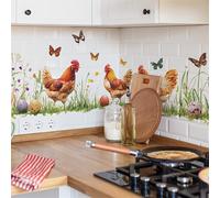 TEMU 1 Conjunto de calcomanías de gallinas de granja rústica, color mezclado, decoración de cocina y comedor, tema de gallinas, fondos adhesivos para embellecimiento del hogar