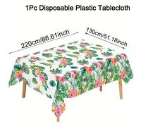 TEMU 1 , Cubierta de mesa con diseño de hoja de y flores hawaianas, Mantel de plástico para hawaianos de y verano, Decoración para fiestas de y , Decoraciones para el hogar