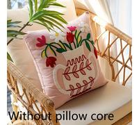 TEMU 1 de almohada bordada con tulipanes franceses y rosas de 17.71X17.71 pulgadas, de almohada decorativa para sofá o hotel (no relleno de almohada)