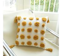 TEMU 1 de almohada de terciopelo circular estilo bohemio con bordado, de cojín de sofá de terciopelo circular removible, de almohada decorativa de estilo para o dormitorio
