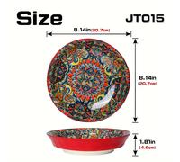 TEMU 1 de cena de cerámica de estilo bohemio de 8 pulgadas, ideal para uso doméstico como para , de comedor , de desayuno , grande, de restaurante, hondo y para hornear, para microondas