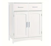 TEMU 1 de gabinete de baño, gabinete lateral de baño, cómoda, gabinete multiusos, con 2 cajones, puerta , estante ajustable, de MDF, , 60X76X30 cm