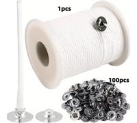 TEMU 1 de mecha de 61 metros, mecha para velas , mecha enrollada para velas, 100 soportes para bases de velas, adecuada para hacer velas, velas de comunión, velas perfumadas ()