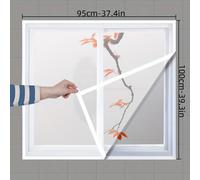TEMU 1 de mosquitera para ventana, malla blanca, , mosquitera invisible autoinstalable, anti-mosquitos, anti-insectos, red autoadhesiva para uso doméstico, instalación sin perforaciones, comodidad