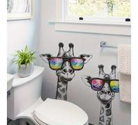 TEMU 1 de un adhesivo de pared con dos jirafas con gafas, diseñado para una fácil aplicación y remoción. Esta artística y obra de arte animal es para decorar tu hogar, dormitorio o .
