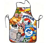 TEMU 1 delantal retro con estampado de snacks venezolanos | Poliéster duradero, cintura ajustable, en la cocina, jardinería, recolección en , Navidad Halloween