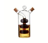 TEMU 1 Dispensador de Aceite y con Tapón de Corcho , Botella de Vidrio Transparente para Aceite de Oliva para Cocina, Diseño de Boquilla, Adecuado para 2 Tipos de Condimentos para Uso en Restaurantes