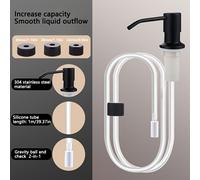 TEMU 1 dispensador de jabón para fregadero de cocina, tubo extendido con cabezal de empuje de acero inoxidable, accesorio de botella de jabón con manguera , bomba de detergente para fregadero