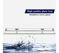 TEMU 1 Estante de vidrio para montaje en pared, de de acero inoxidable, 50×11×3.5Cm, de almacenamiento flotante de baño de grado profesional