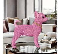 TEMU 1 Estatua de Perro Rosa, Estatua de Chihuahua con Cuentas, Decoración para el Hogar, Decoración de Escritorio para , Regalo de Vacaciones, Regalo de