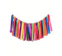 TEMU 1 guirnalda de borlas con cinta , banderín floral colorido, para decoración de aulas, paredes y ventanas, , fiestas de