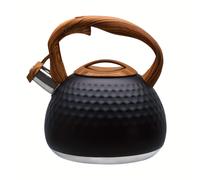 TEMU 1 hervidor de té, hervidor de silbido fuerte para hervir agua, café o leche, hervidor negro de acero inoxidable pesado de 3L con mango con de madera, de hervidor con control de botón único