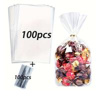 TEMU 1 Juego/200 Bolsas de Regalo Transparentes con Diseño Torsión, Ideales para Fiestas Familiares, Obsequios Festivos, Celebraciones de y Envoltura de Presentes | Plástica