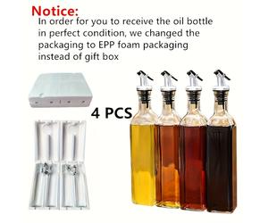 TEMU 1 Juego, 4 Piezas de Botellas de Vidrio para Aceite y de 500ml con Pico Goteador para Cocina, Utensilios de Cocina, Frasco para Condimentos