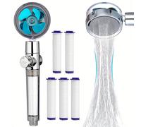 TEMU 1 Juego de Cabezal de Ducha Turbo, Cabezal de Ducha de Turbo con Ventilador de Presión y 5 Filtros, Jet Corporal de Ducha Doméstico para Baño, Adiciones para Baño para Uso en la Ducha