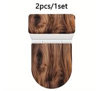 TEMU 1 juego de Cubierta y Asiento para del Inodoro con de Madera, Elástica de Fibra , Cobertura Completa, Adaptador de U, Kit Protector de , Accesorios Decorativos para Baño