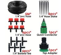 TEMU 1 Juego de Kit de Riego Automático por Micro Goteo, de Manguera de Plástico con Goteros Ajustables, Conector Universal, No Requiere Electricidad, para Jardín Hogar Invernadero Plantas en