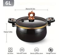 TEMU 1 olla multifuncional para el hogar de 6L, colorida, de 10 pulgadas, de gran capacidad, antiadherente, olla para estofado de carne de res y curry de cocción rápida, con asa de bloqueo, para los