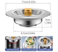 TEMU 1 Paquete Colador y Tapón Multifuncional para Fregadero de Cocina con Cesta, de Desagüe de Acero Inoxidable 304 para Residuos de Alimentos, Accesorios para Fregadero o Cocina