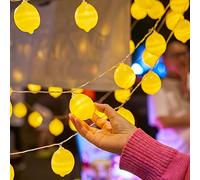 TEMU 1 Paquete de 200.0 cm Luz Decorativa de Limón con 10 LED, Luces para Habitación a Pilas, Exterior e Interior, Dormitorio, y Fiestas, de Mercado Nocturno o Camping (Sin Batería)