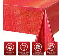 TEMU 1 Paquete Mantel Plástico Neón, Mantel Desechable Láser Rectangular, Mantel de Aluminio Holográfico, Decoración para Fiestas de , y Navidad, Cubremesa 137x220cm ()