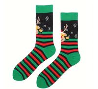 TEMU 1 Par de Calcetines de Reno para Hombres - Divertidos Calcetines Navideños con Diseño de Gorro de Santa, Regalo y para Festiva