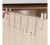 TEMU 1 Percha para colgar sobre - Estante para abrigos/toallas que ahorra con 5 ganchos - Plateado, fácil instalación, resistente y antioxidante - Ideal para la organización del dormitorio, el baño y