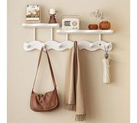 TEMU 1 perchero de pared de madera con ganchos, , fácil de instalar, estilo casual, no requiere perforación, organizador multiusos para dormitorio, , entrada