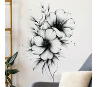 TEMU 1 pieza, Adhesivo de pared floral y negro de calidad, estilo , premium y negro, adhesivo 2D, adecuado para , dormitorio, cocina, puerta, pared, decoración de para el hogar