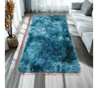 TEMU 1 pieza, Alfombra de estilo nórdico para , dormitorio, mesa de té, mesita de noche, alfombra de área esponjosa y peluda, tapete de suelo de felpa y engrosado, color azul , decoración del hogar