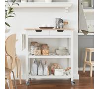 TEMU 1 pieza Carro de Servicio de Desayuno con ruedas Mesa Mueble de Almacenamiento Cocina con 2 Cajones, 2 Estantes y 1 Porta Paños - GLX79-XO