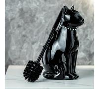 TEMU 1 pieza, cepillo de baño de cerámica elegante con mango largo - Diseño de y negro, herramienta de limpieza decorativa para baño, para decoración del hogar, soporte para cepillo de baño.