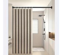 TEMU 1 pieza Cortina de Baño de Lino Sicómoro con Agujeros Pequeños para Decoración del Hogar, Tela de de Lino con 12 Ganchos de C