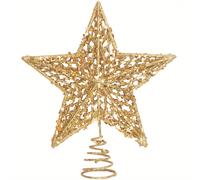 TEMU 1 pieza, de 8 Pulgadas para Árbol, Estrella Plateada/Dorada para Decoración de Árbol de Navidad Estilo Granja